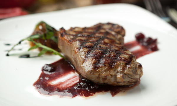 NY Strip Steak with Blueberry Sauce